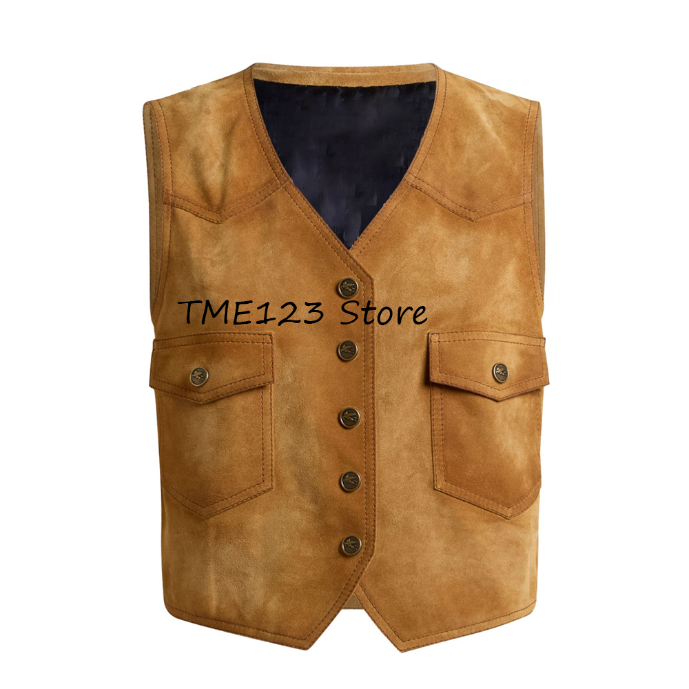 Leather Work Vest For Men - Men's Vest Work Vest Summer Single-breasted