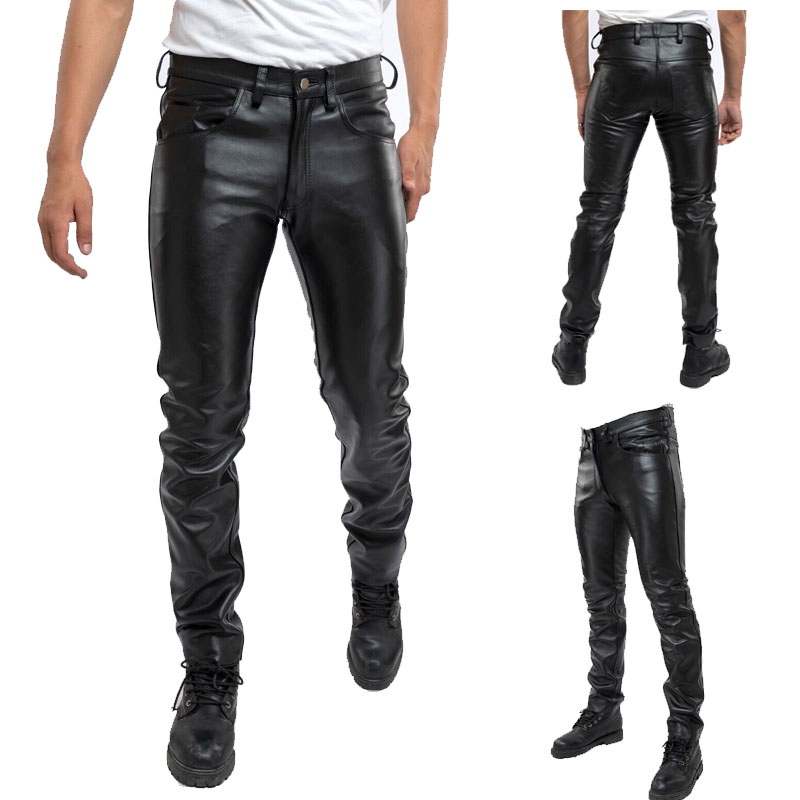 Leather Work Pants - 2023Men Leather Pants Slim PU Leather