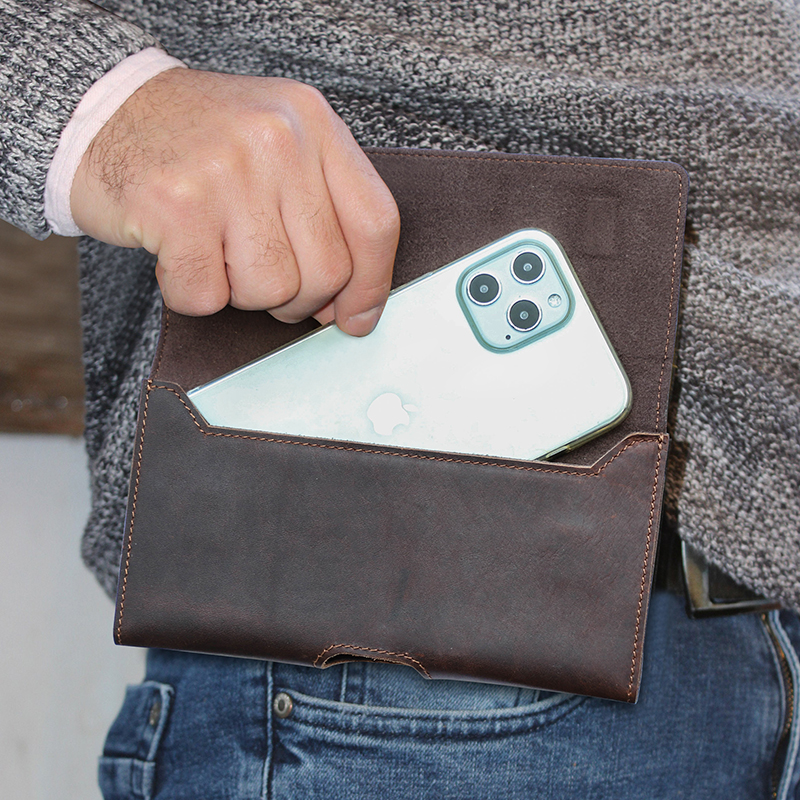 Leatherwork Belt - Cowhide Leather Waist Bag Phone Holder