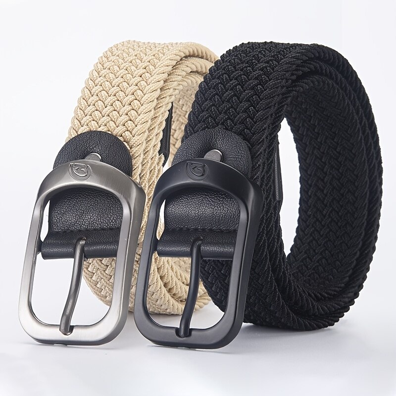 Leather Works Belt - Men's Belt Casual Woven Elastic Belt