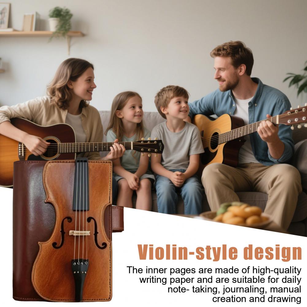 Leather Work Notebook - Companion Notebook Elegant Vintage Violin Leather