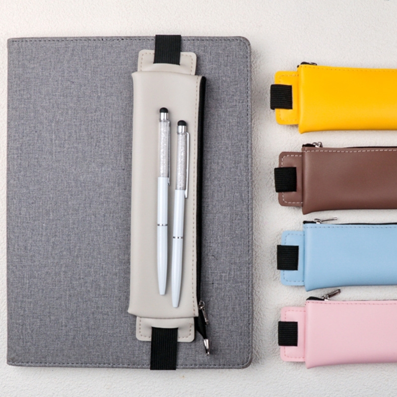 Leather Work Notebook - Pen Holder Leather Pen Sleeve Pouches