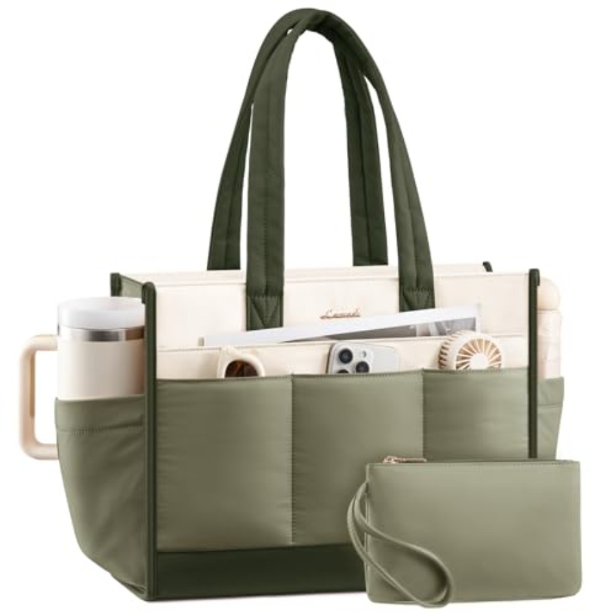 Leather Work Handbags For Women - Tote Bag for Women Puffer Laptop