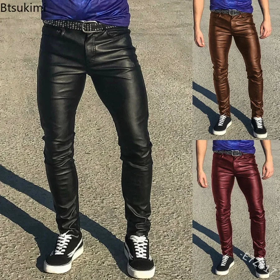 Leather Work Pants - Elastic Low Waist Sexy Pu Leather