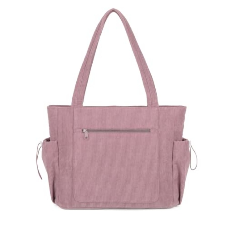 Leather Work Handbags For Women - Large Corduroy Tote Bag for Women