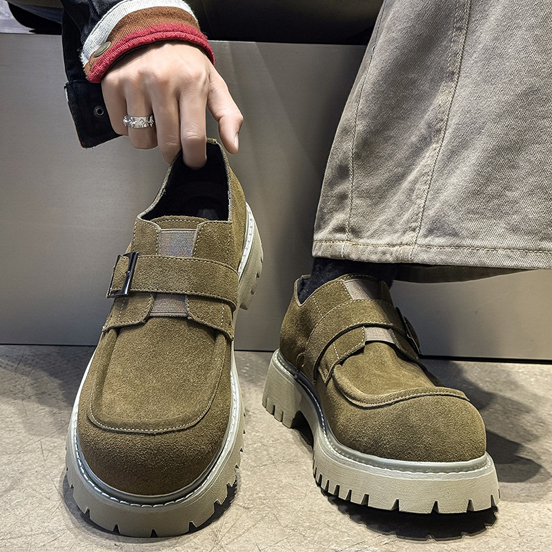 Leather Works Belt - Men's Cow Suede Leather Shoes Retro