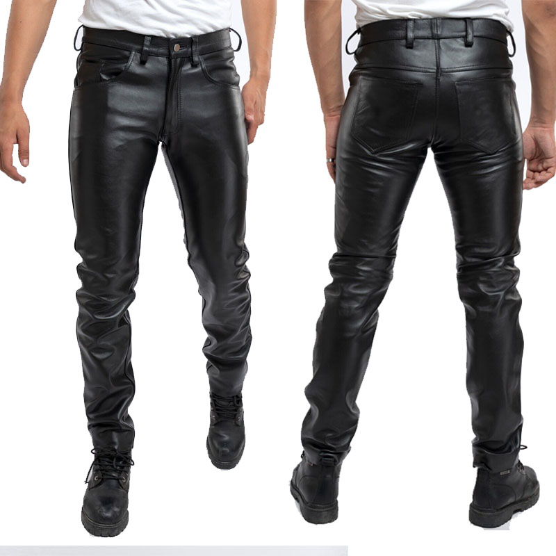 2023Men Leather Pants Slim PU  – Leather Work Pants Bewertung und Preis
