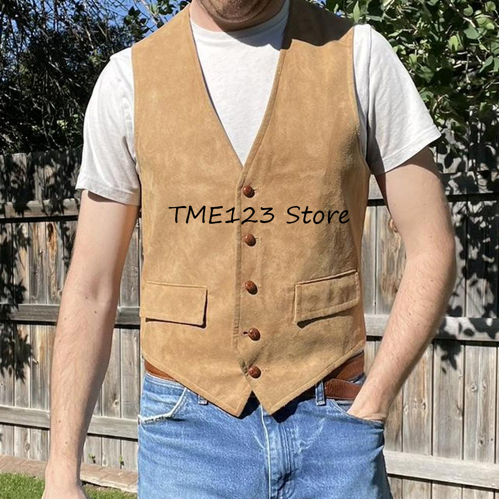 Men's Vest Suede Vests Two Fla – Leather Work Vest For Men Bewertung und Preis