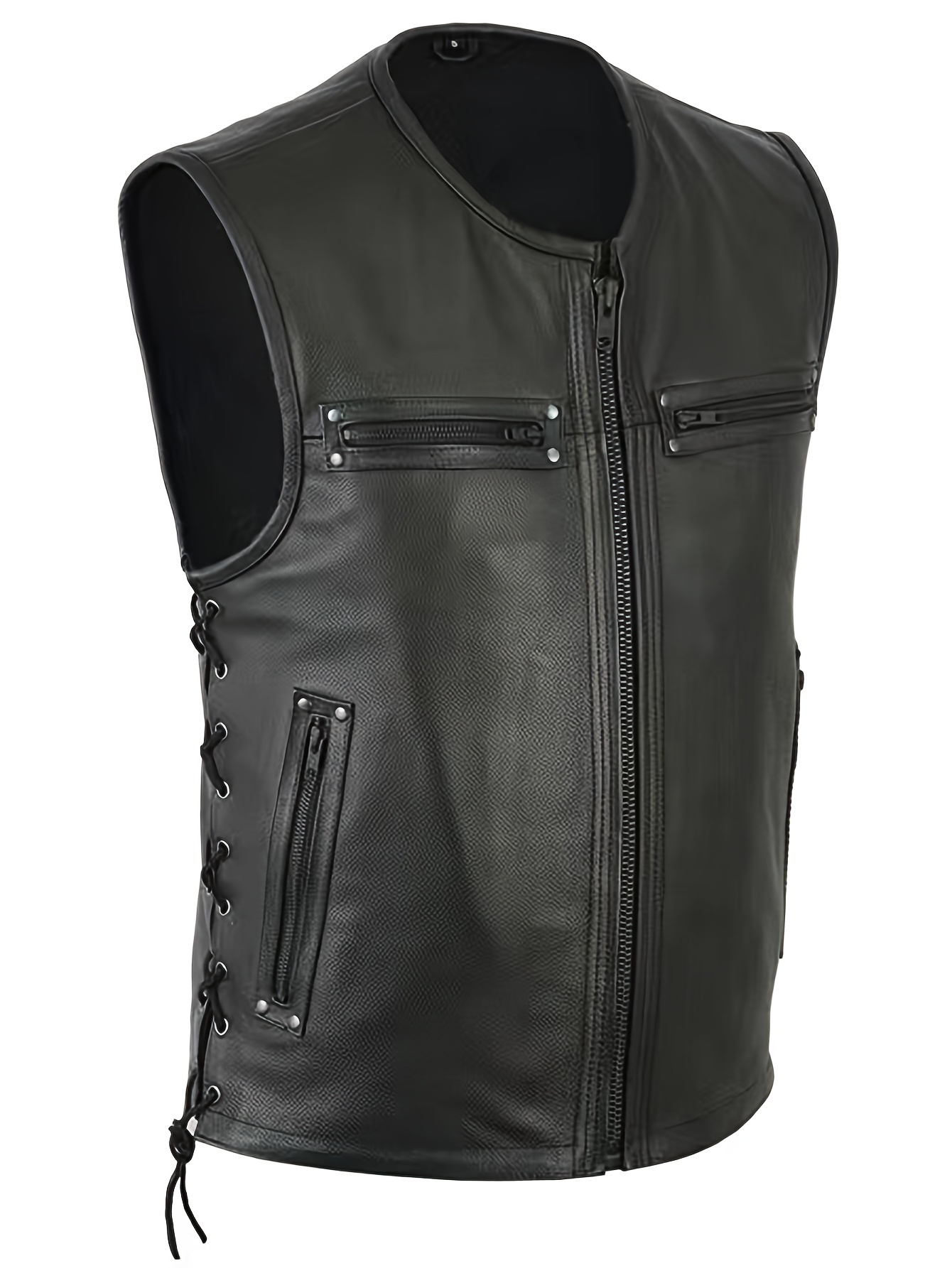 Men Solid Color Vest Motorcycl – Leather Work Vest For Men Bewertung und Preis