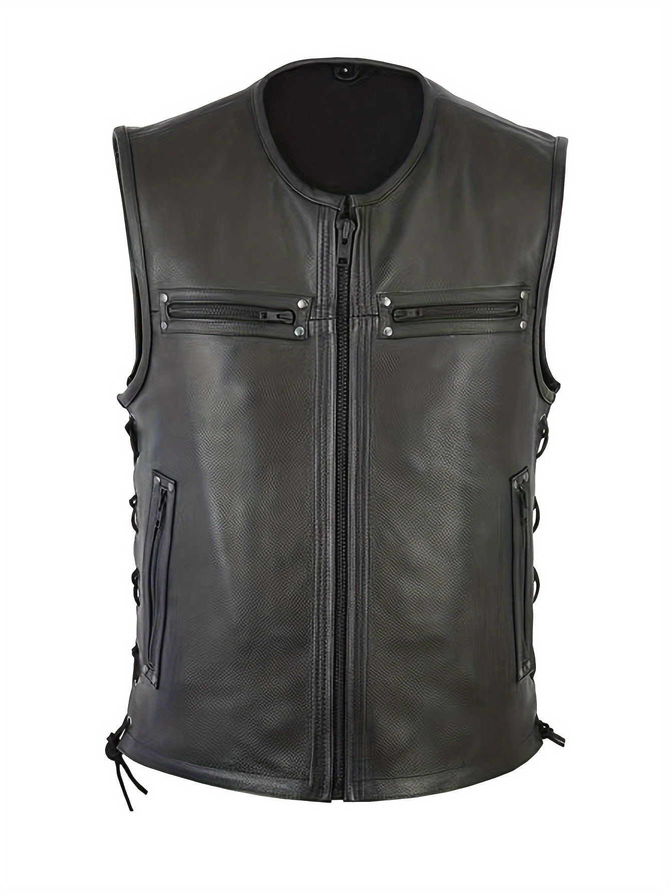 Men Solid Color Vest Motorcycl – Leather Work Vest For Men Bewertung und Preis