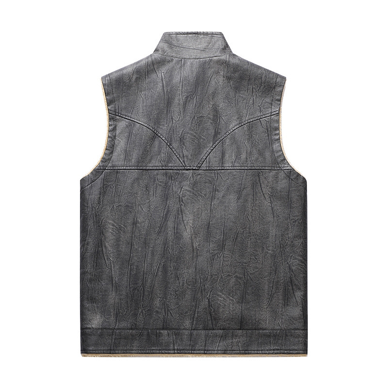 Autumn and Winter New Plush PU – Leather Work Vest For Men Bewertung und Preis