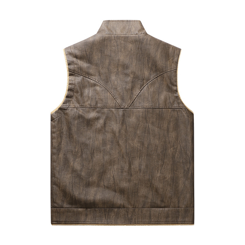 Autumn and Winter New Plush PU – Leather Work Vest For Men Bewertung und Preis