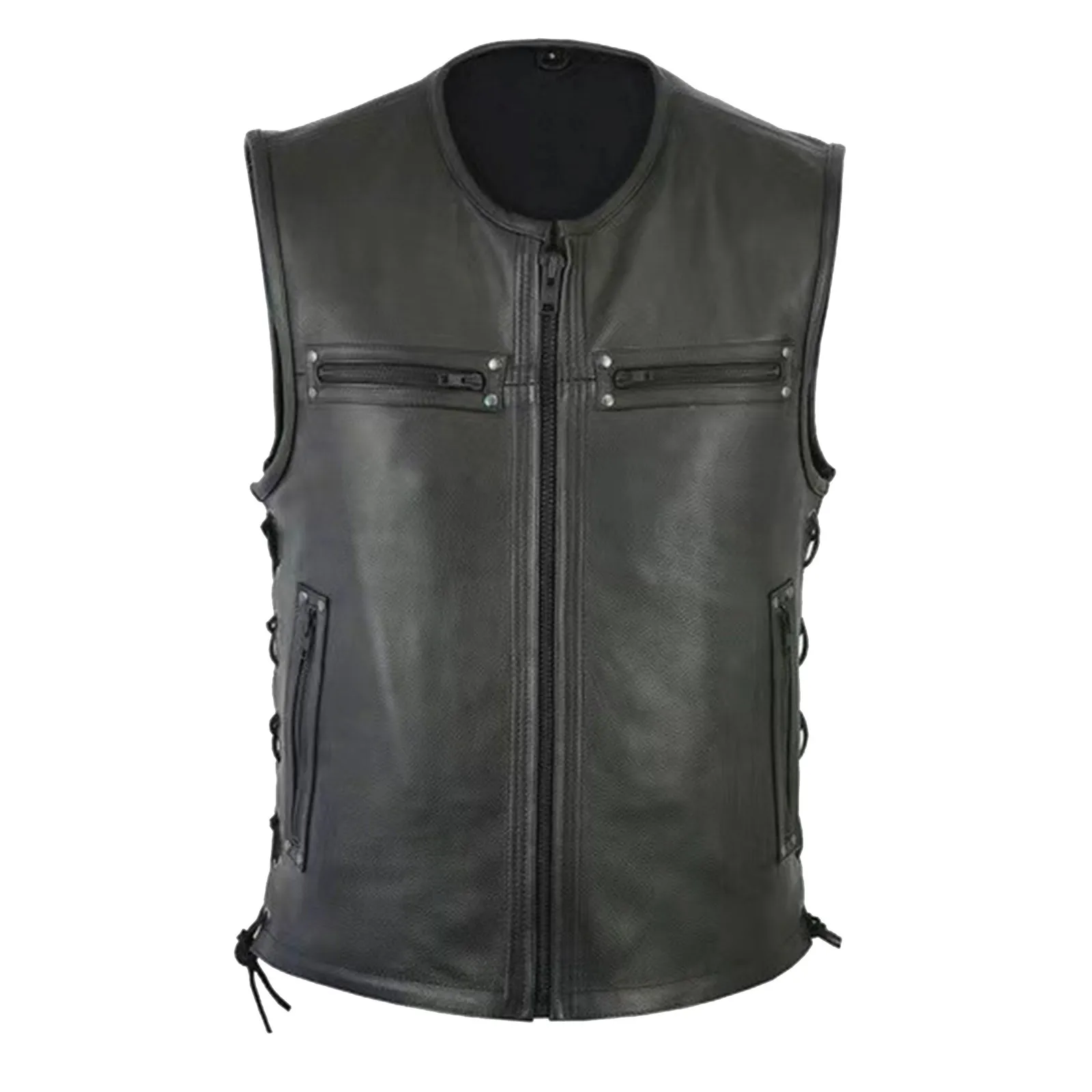 Men's Vest Motorcycle Fleet Pu – Leather Work Vest For Men Bewertung und Preis