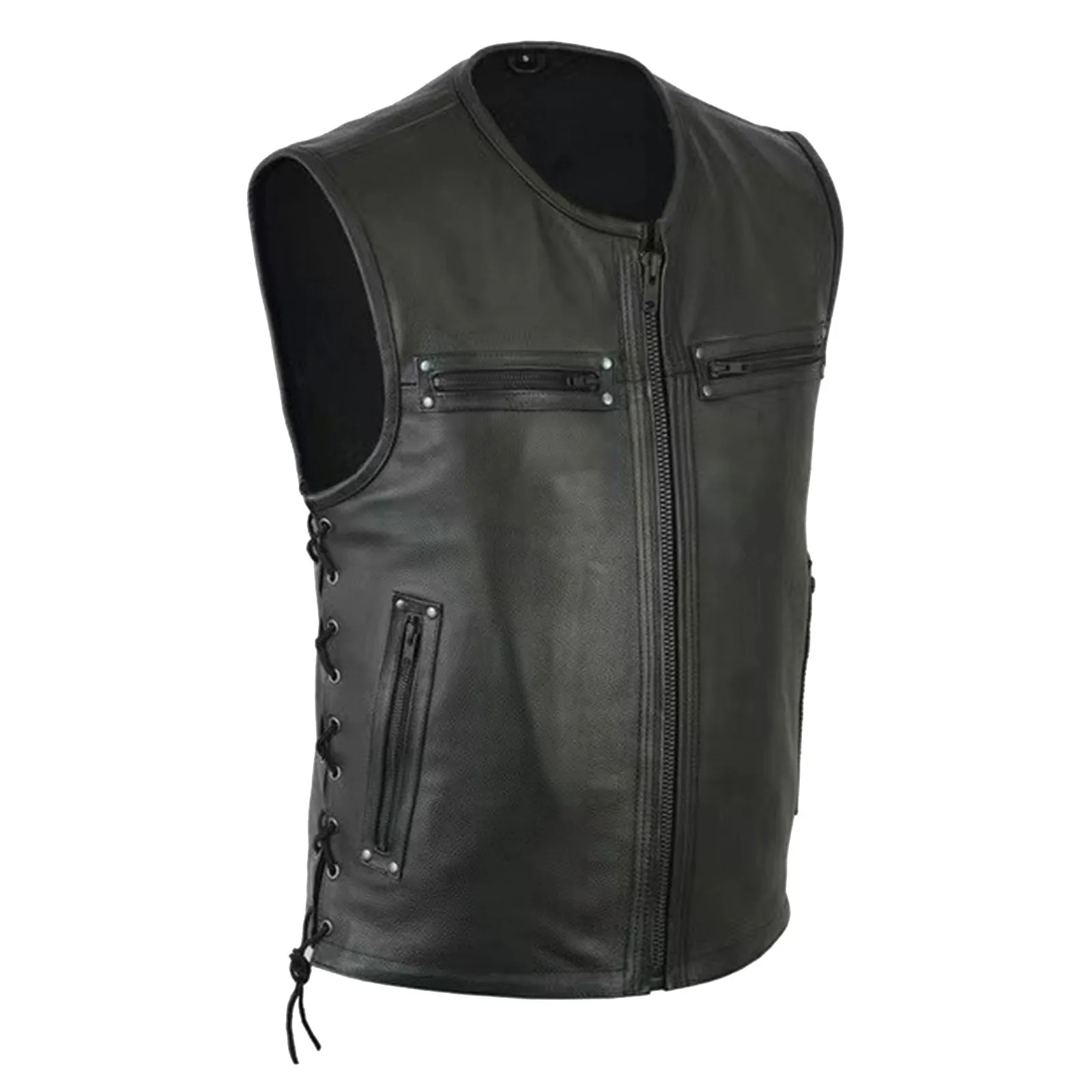 Men's Vest Motorcycle Fleet Pu – Leather Work Vest For Men Bewertung und Preis