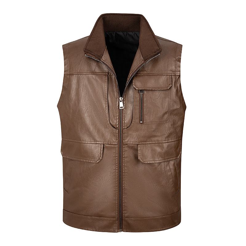 Men's leather vest, thin stand – Leather Work Vest For Men Bewertung und Preis