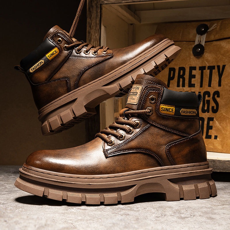 Vintage Men Platform Ankle Boo – Leather Work Fabric Bewertung und Preis