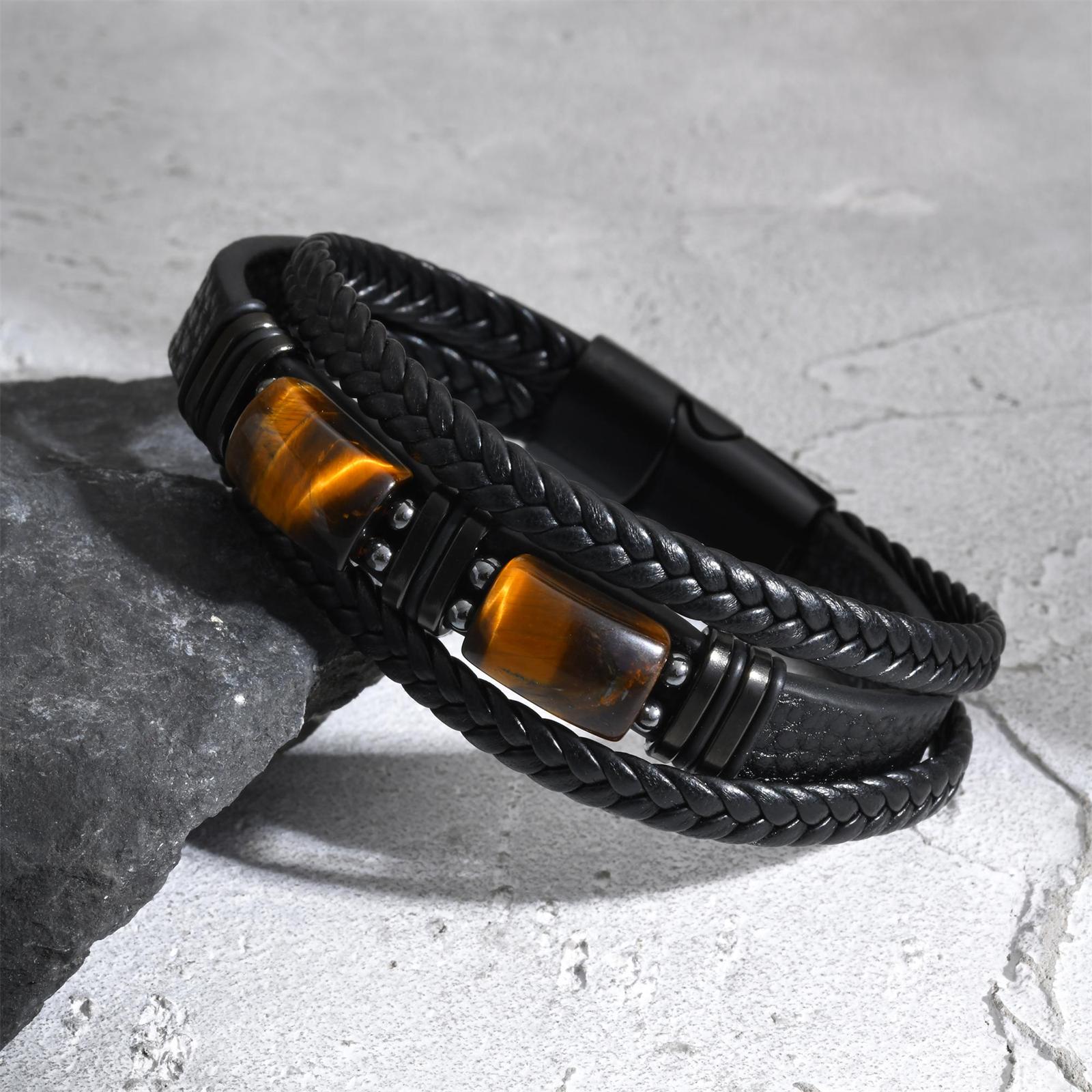Men Braided Leather Bangle Tig – Leatherwork Logo Bewertung und Preis
