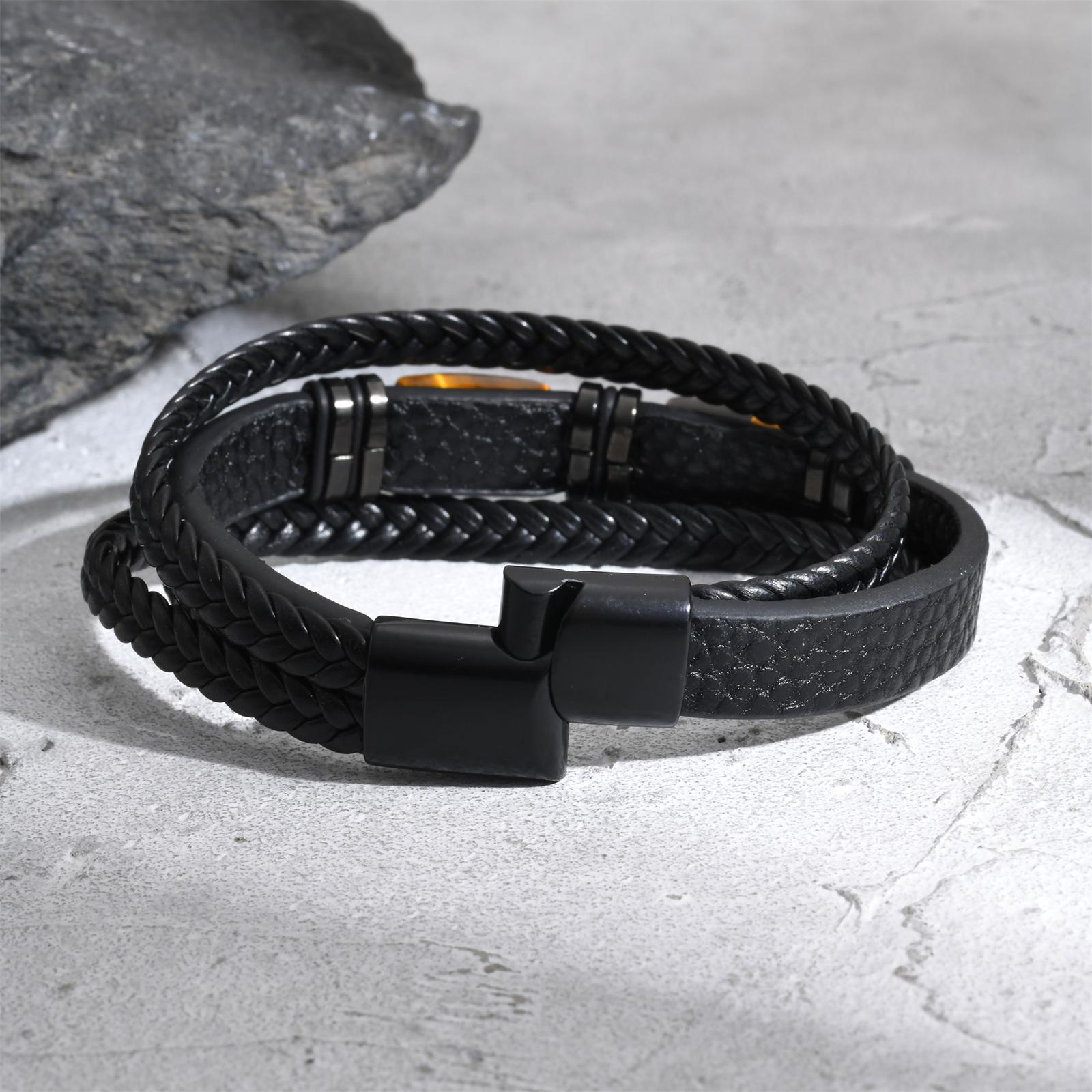 Men Braided Leather Bangle Tig – Leatherwork Logo Bewertung und Preis