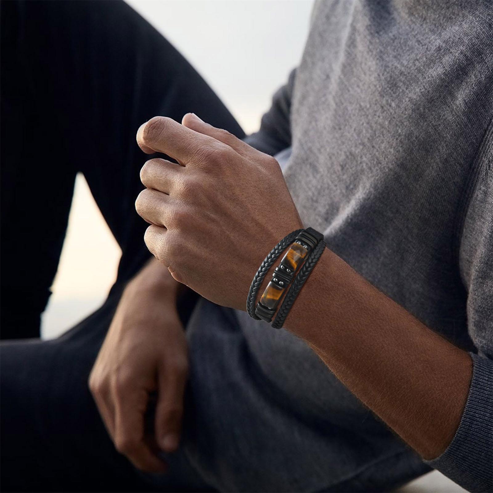 Men Braided Leather Bangle Tig – Leatherwork Logo Bewertung und Preis