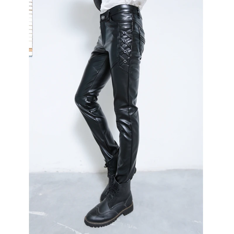 New Fashion Mens PU Leather Pa – Leather Work Pants Bewertung und Preis