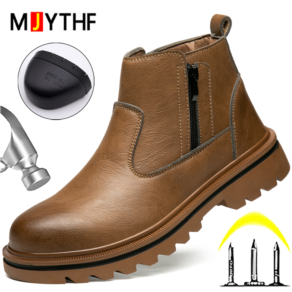 Brown leather boots Men Steel  – Leather Work Fabric Bewertung und Preis