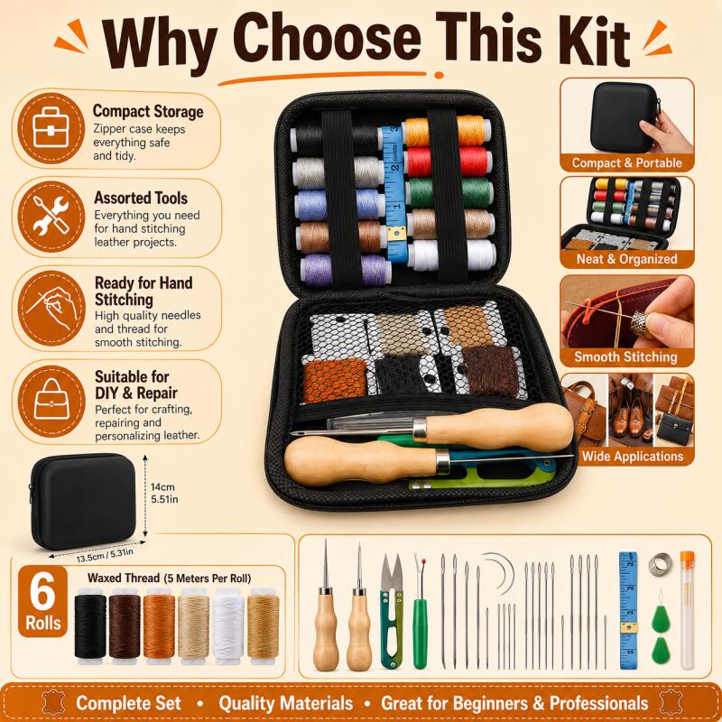 Leather Sewing Kit with Waxed  – Leatherwork Hand Sewing Needles Bewertung und Preis