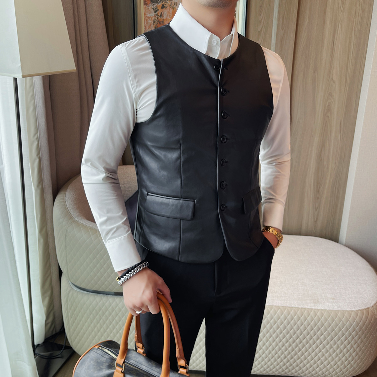 2025 Autumn Men's Casual Leath – Leather Work Vest For Men Bewertung und Preis