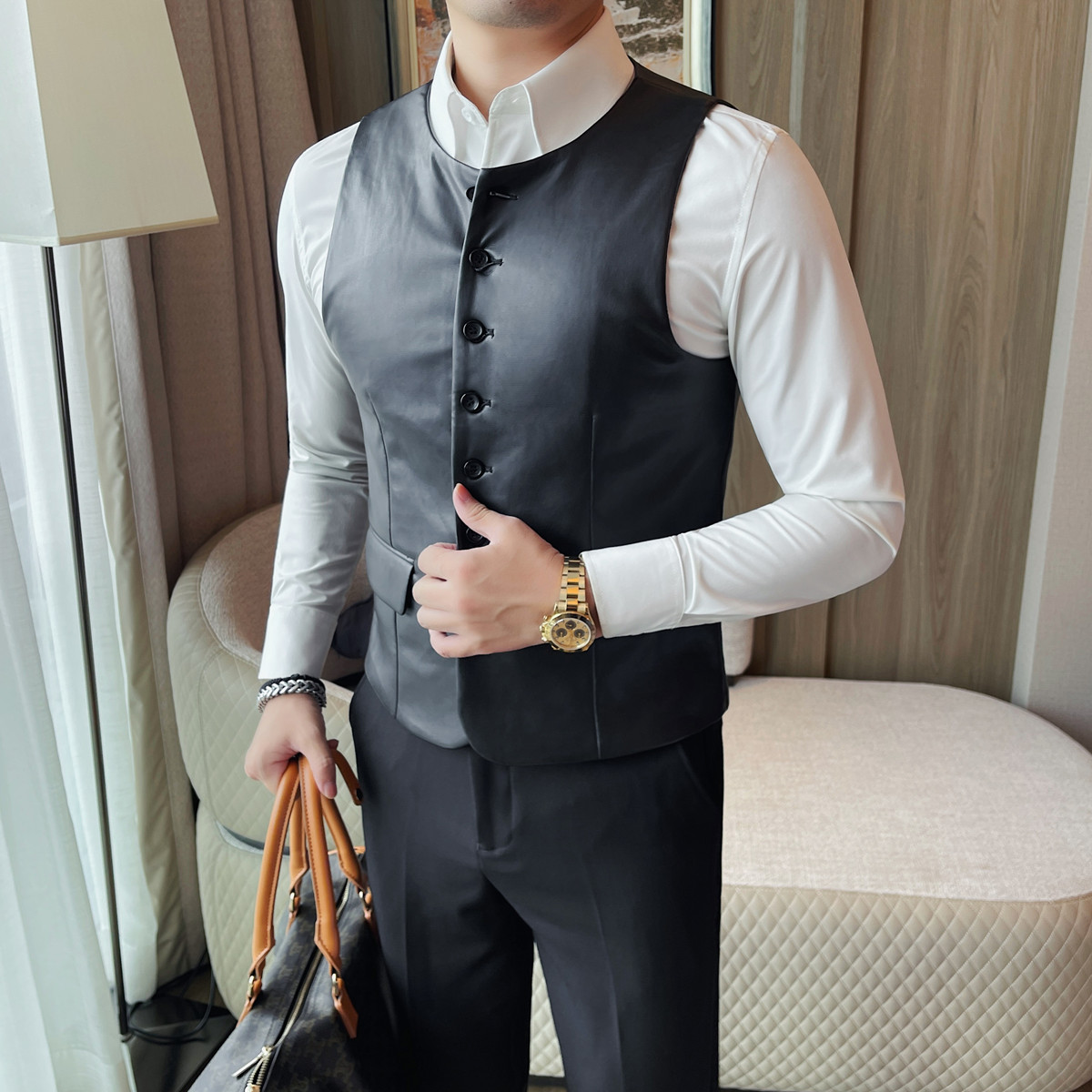 2025 Autumn Men's Casual Leath – Leather Work Vest For Men Bewertung und Preis