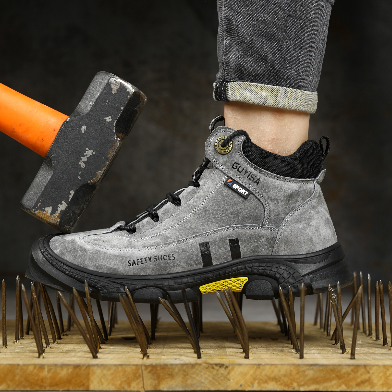 Men's work shoes with rubber s – Leather Work Fabric Bewertung und Preis