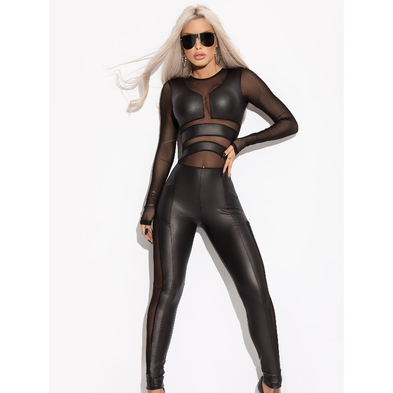 Hot Girl Black Pu Jumpsuits fo – Leather Work Pants Bewertung und Preis