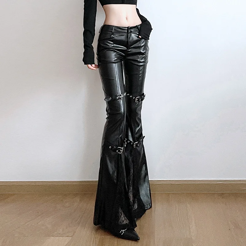 Women's PU Leather Flare Pants – Leather Work Pants Bewertung und Preis
