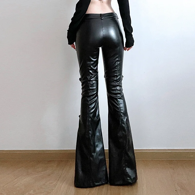 Women's PU Leather Flare Pants – Leather Work Pants Bewertung und Preis